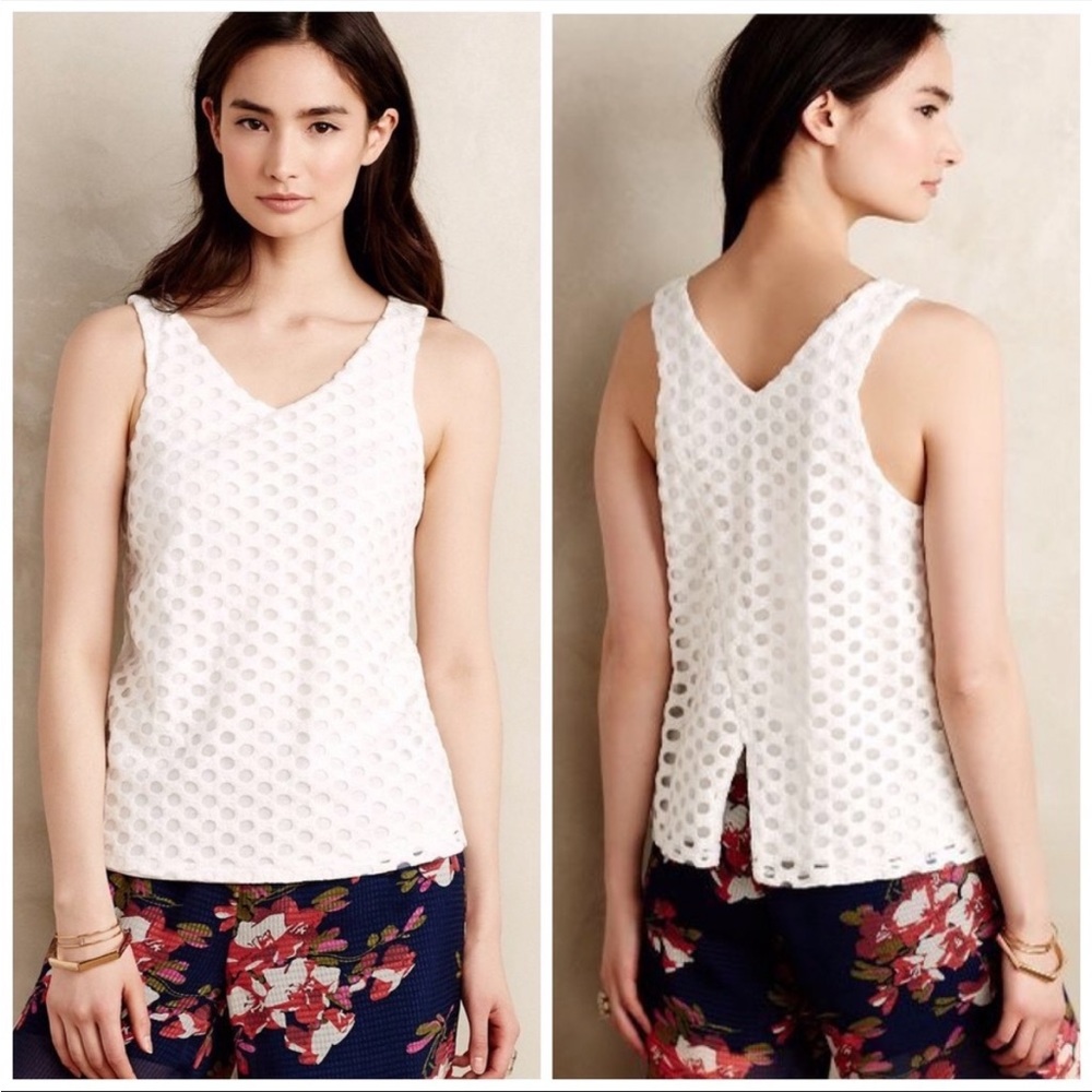 Anthropologie Sunday In Brooklyn White Cotton Circle Lace Tank